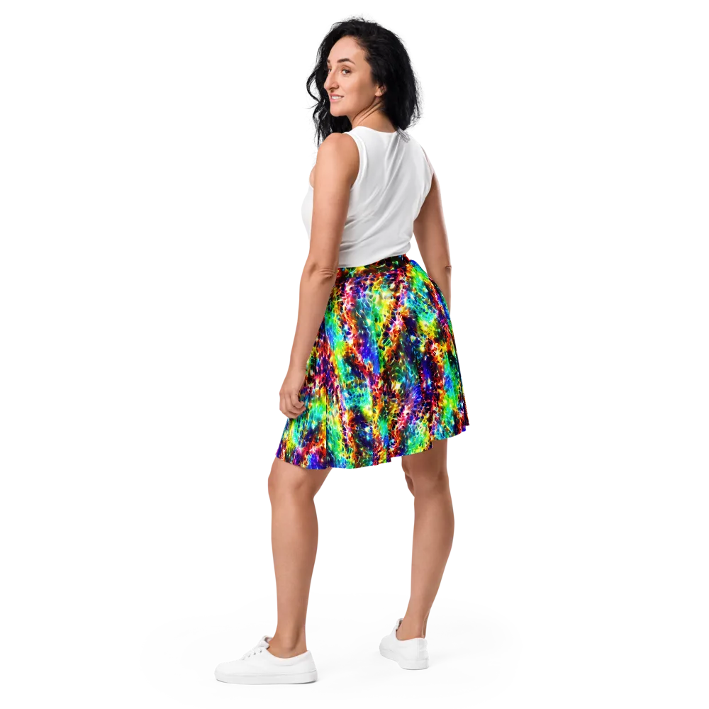 Rainbow Static on Skater Skirt — Back