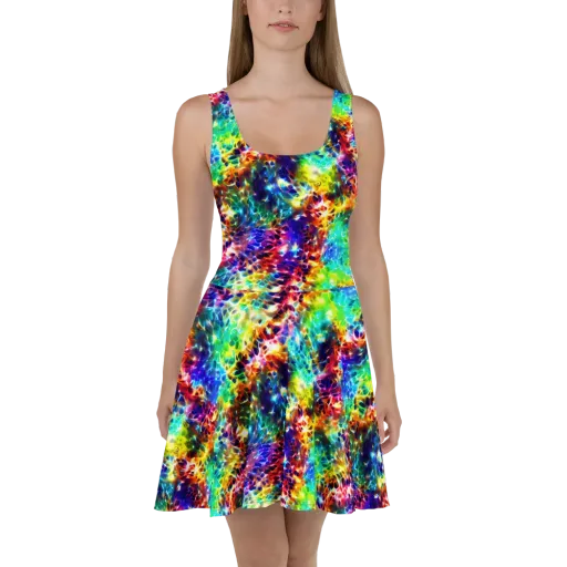 Rainbow Static on a Skater Dress