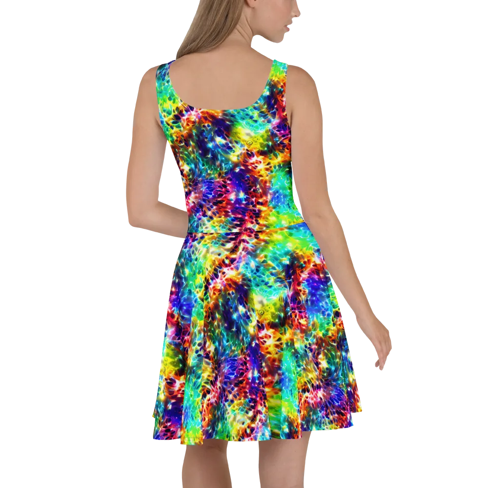 Rainbow Static on Skater Dress — Back