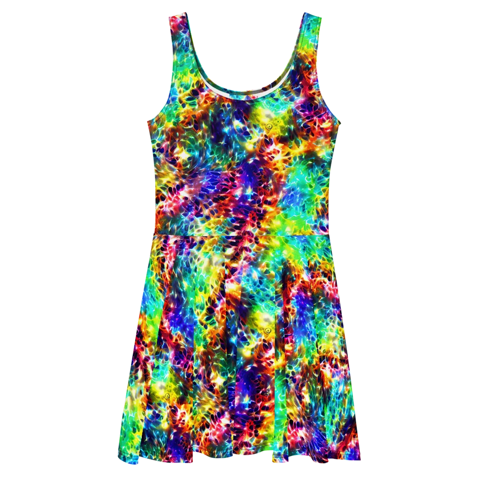 Rainbow Static on Skater Dress — Front