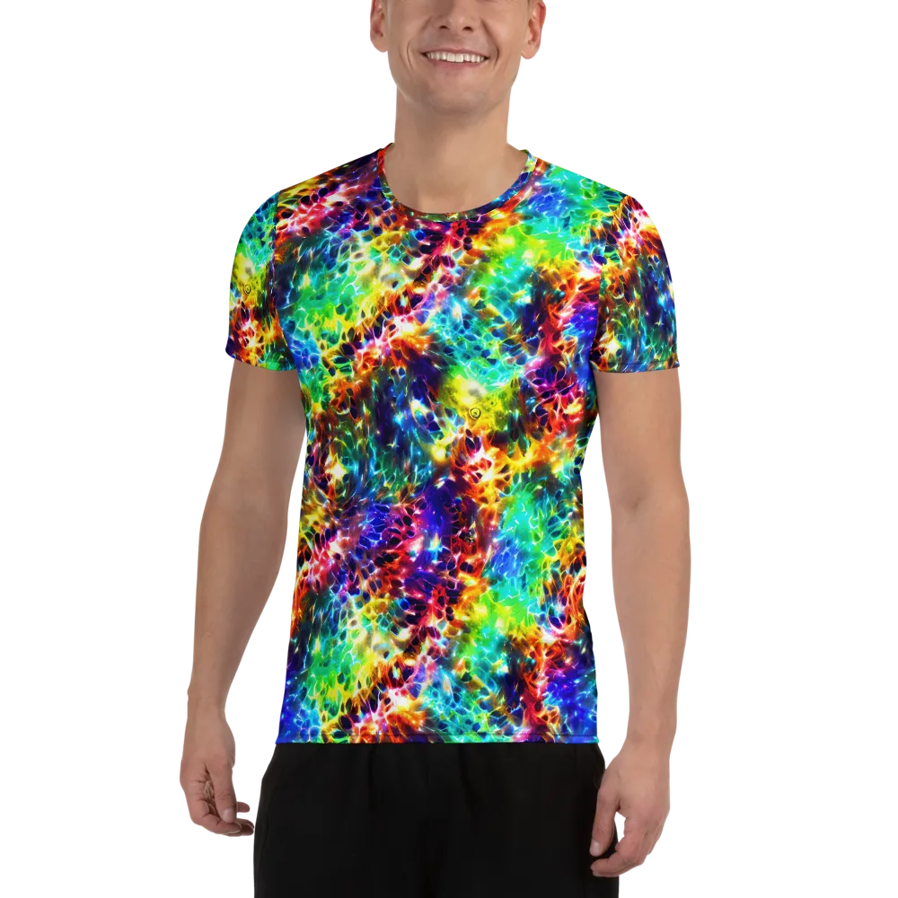Rainbow Static on Men's Athletic T-Shirt — Front