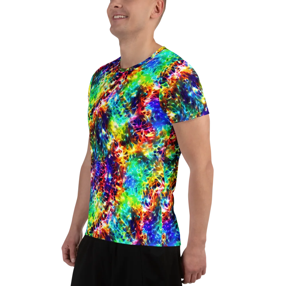 Rainbow Static on Men's Athletic T-Shirt — Left