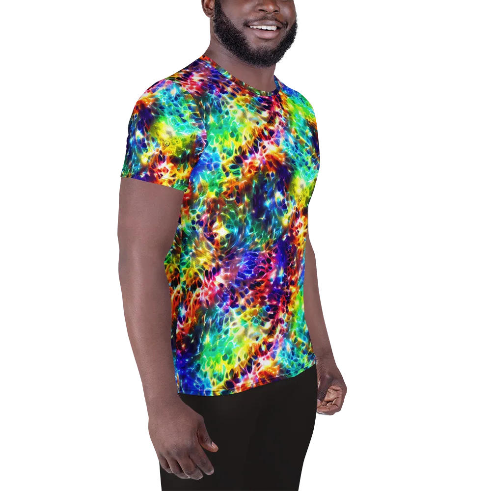 Rainbow Static on Men's Athletic T-Shirt — Right