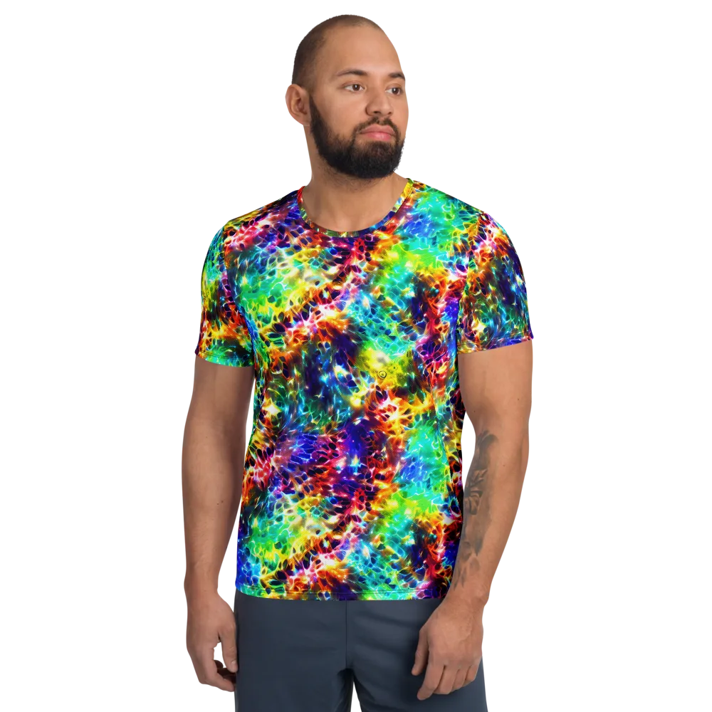 Rainbow Static on Men's Athletic T-Shirt — Front