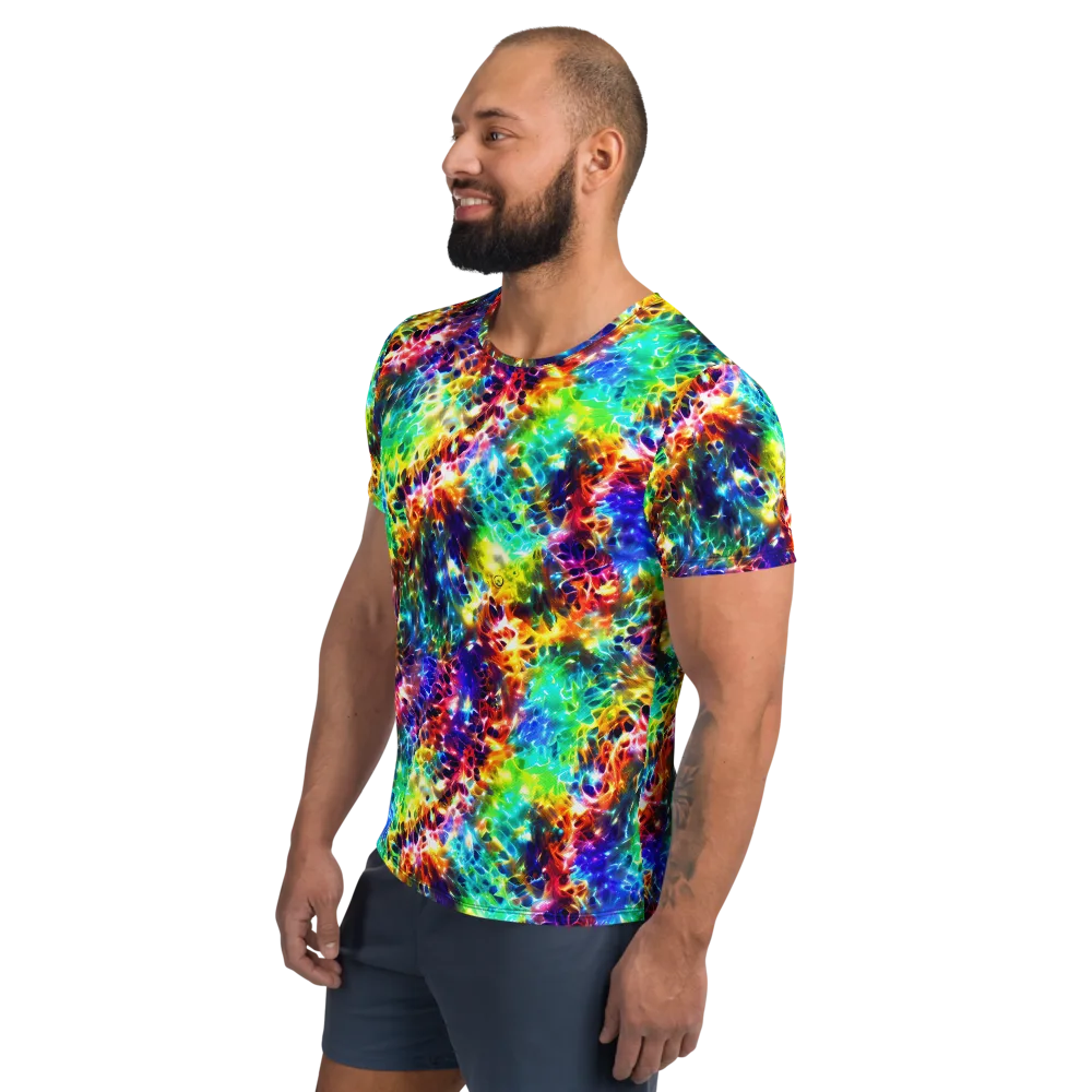 Rainbow Static on Men's Athletic T-Shirt — Left