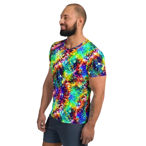 Rainbow Static on a Men's Athletic T-Shirt