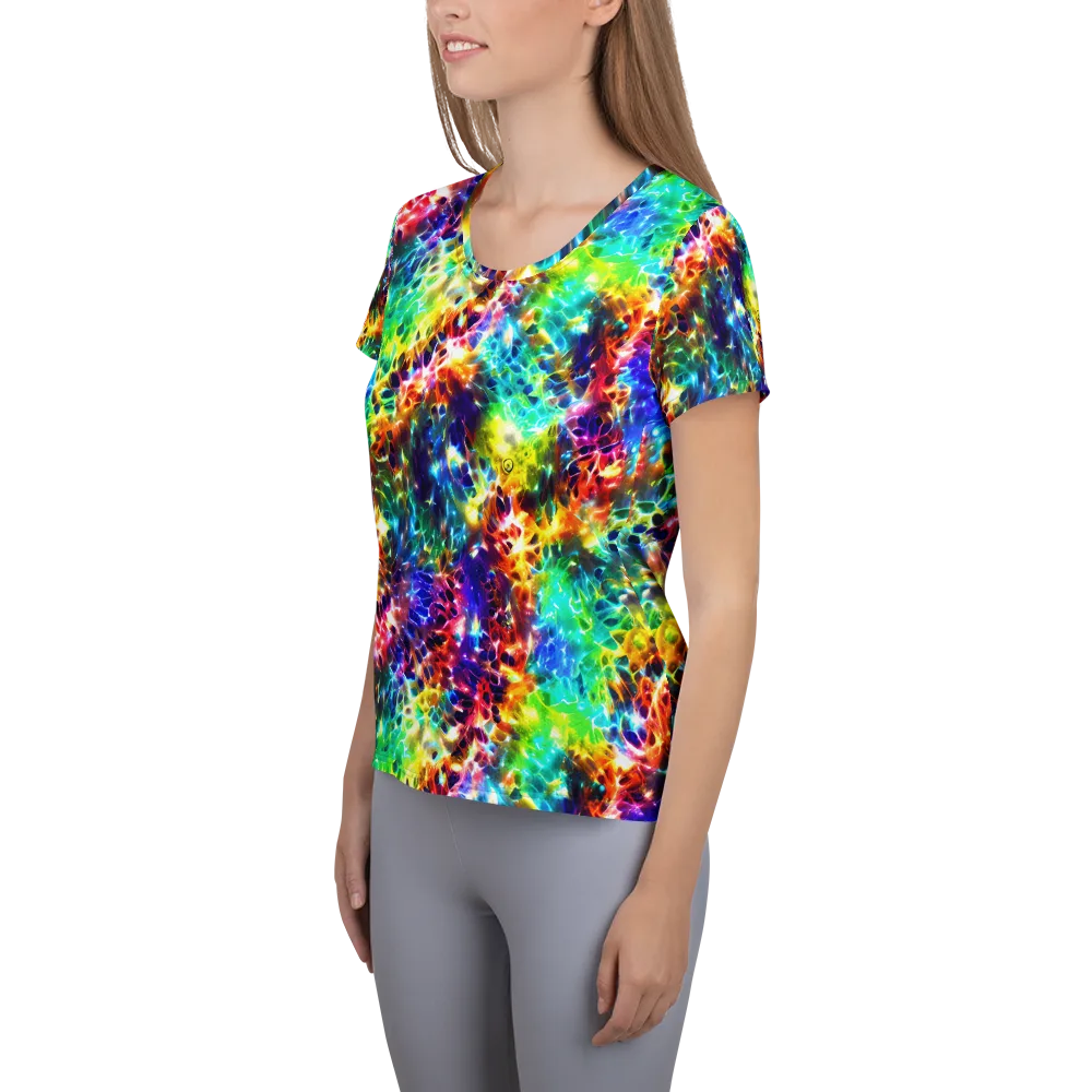 Rainbow Static on Women's Athletic T-Shirt — Left
