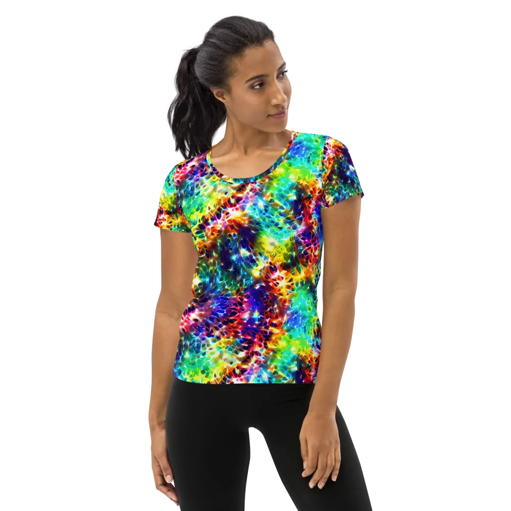 Rainbow Static on Women's Athletic T-Shirt — Front