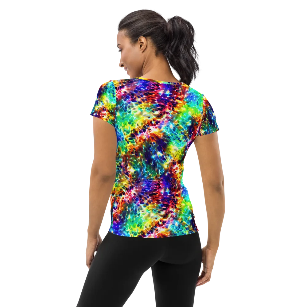 Rainbow Static on Women's Athletic T-Shirt — Back