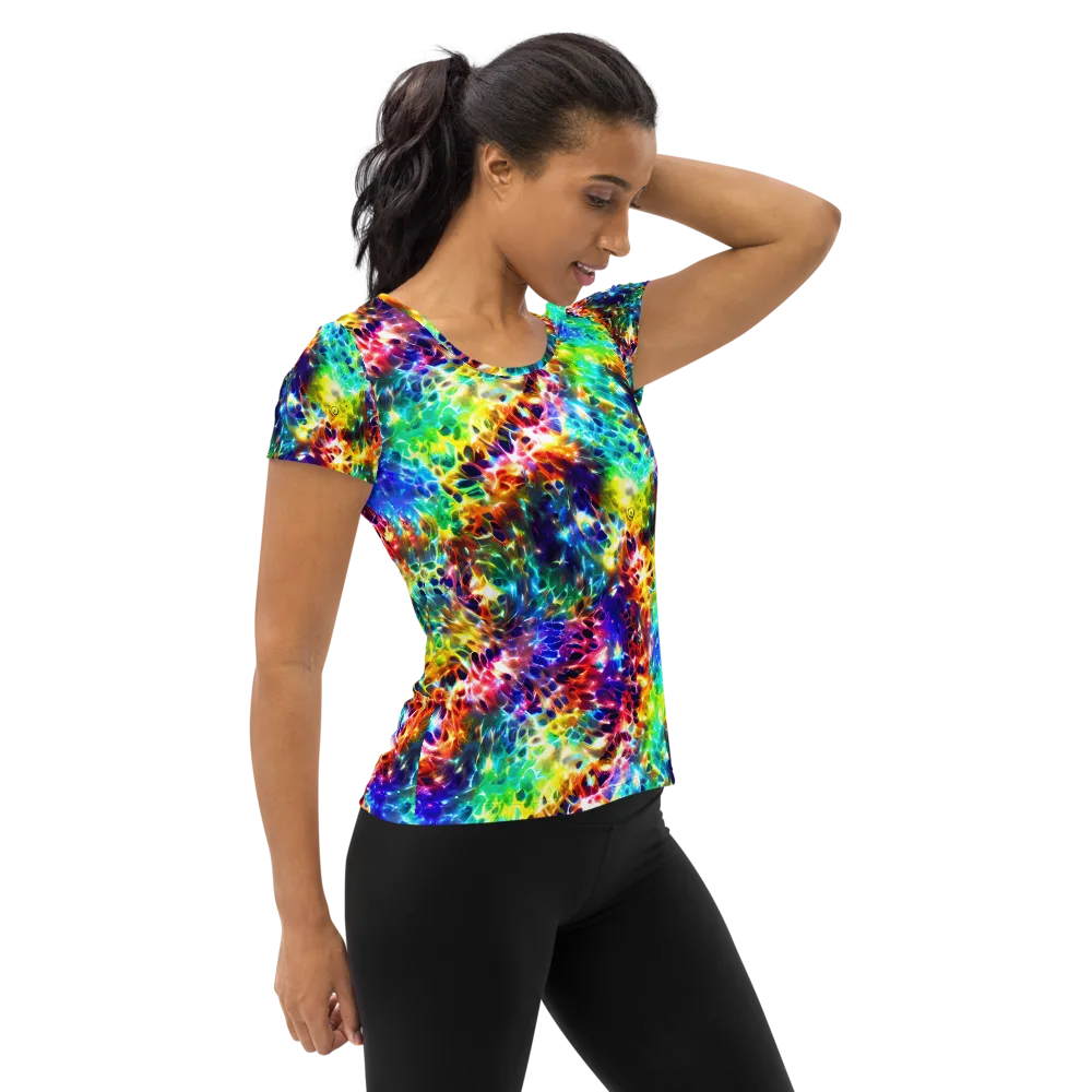 Rainbow Static on Women's Athletic T-Shirt — Right