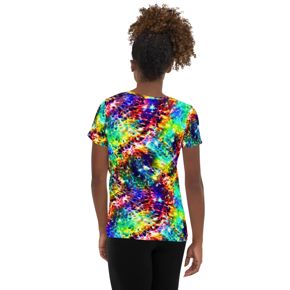 Rainbow Static on Women's Athletic T-Shirt — Back
