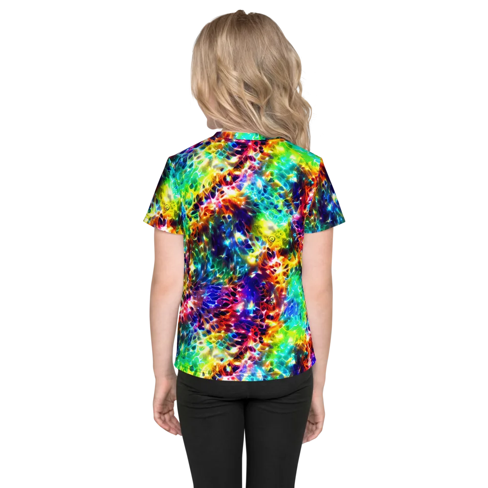 Rainbow Static on Kids Crew Neck T-Shirt — Back