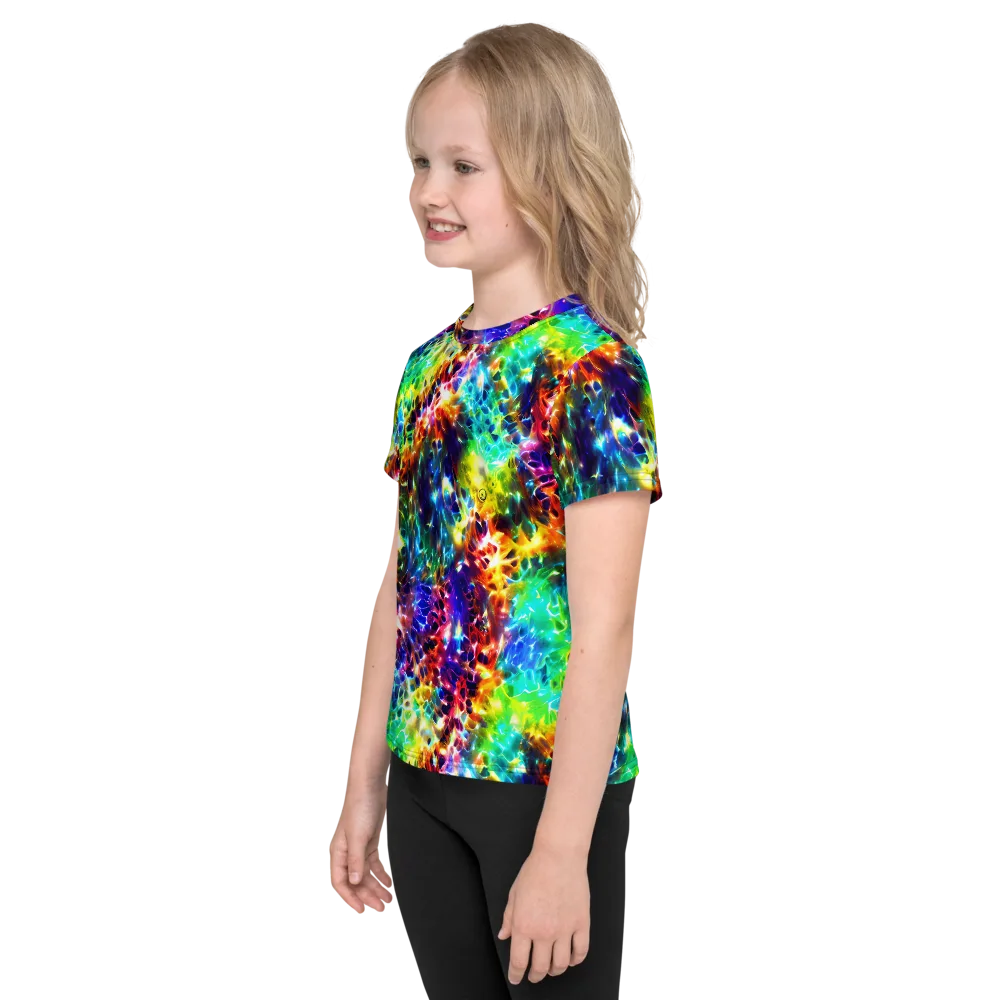 Rainbow Static on Kids Crew Neck T-Shirt — Left