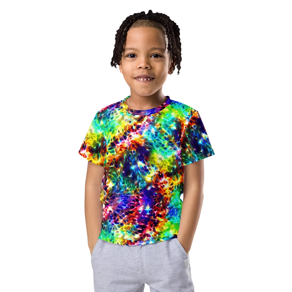 Rainbow Static on Kids Crew Neck T-Shirt — Front