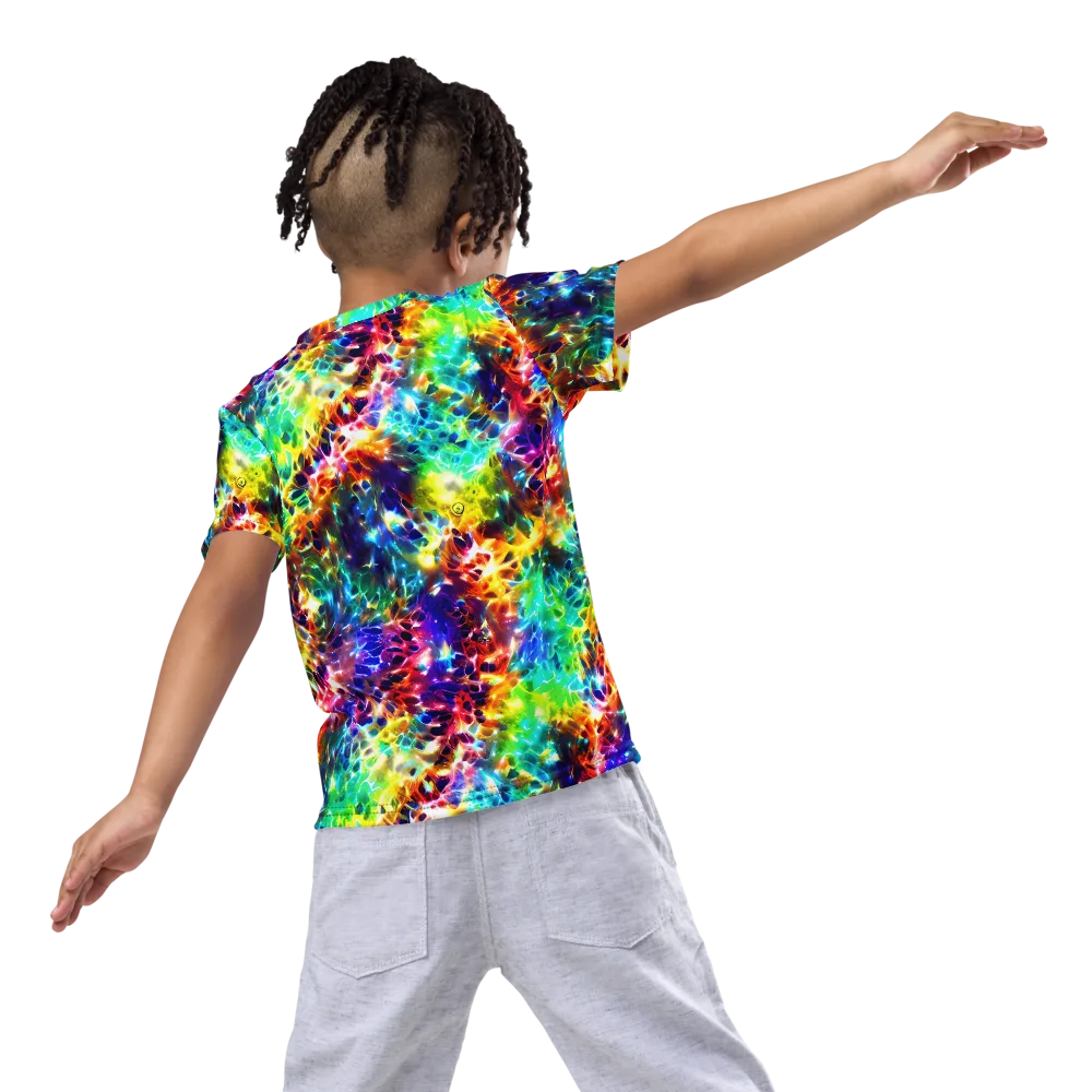 Rainbow Static on Kids Crew Neck T-Shirt — Back