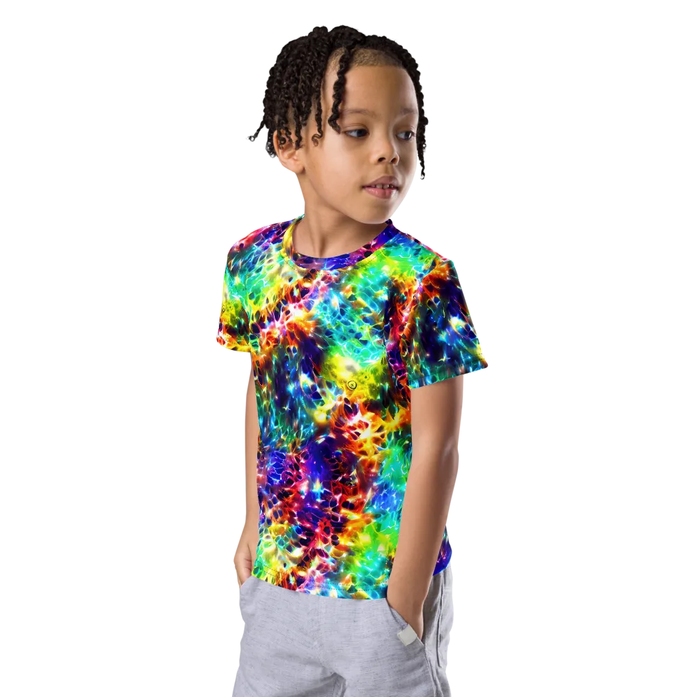 Rainbow Static on Kids Crew Neck T-Shirt — Left Front