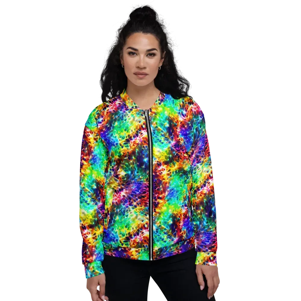 Rainbow Static on Bomber Jacket — Front