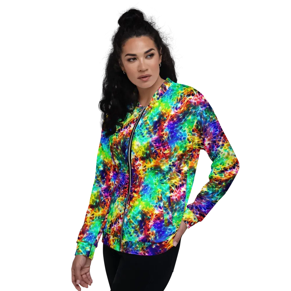 Rainbow Static on Bomber Jacket — Left