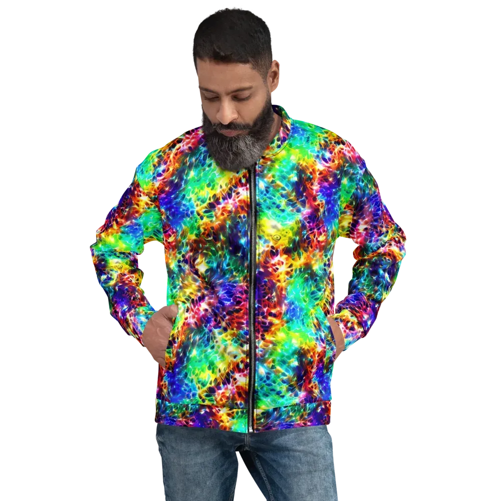 Rainbow Static on Bomber Jacket — Front