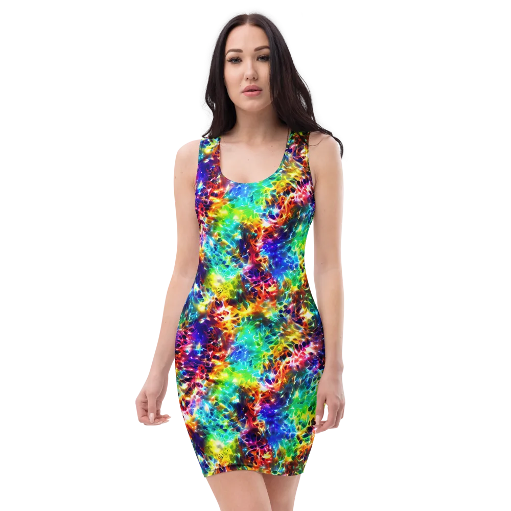 Rainbow Static on Bodycon Dress — Front