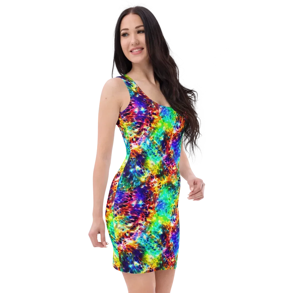 Rainbow Static on Bodycon Dress — Right Front