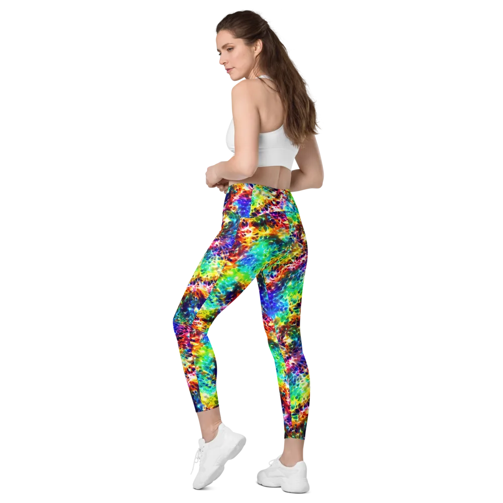 Rainbow Static on Leggings with Pockets — Left Back