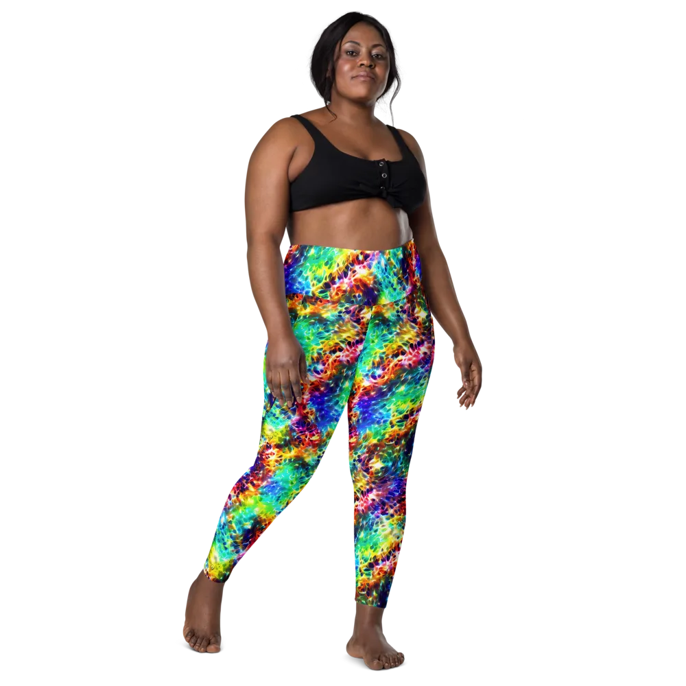 Rainbow Static on Leggings with Pockets — Front
