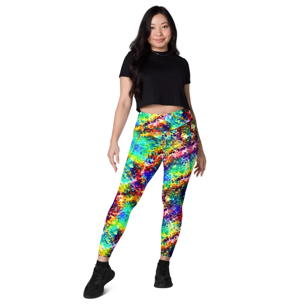 Rainbow Static on Leggings with Pockets — Front