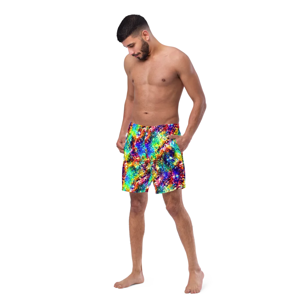 Rainbow Static on Swim Trunks — Left Front