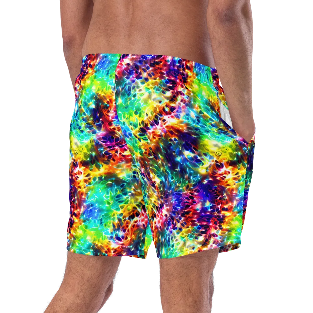 Rainbow Static on Swim Trunks — Right Back
