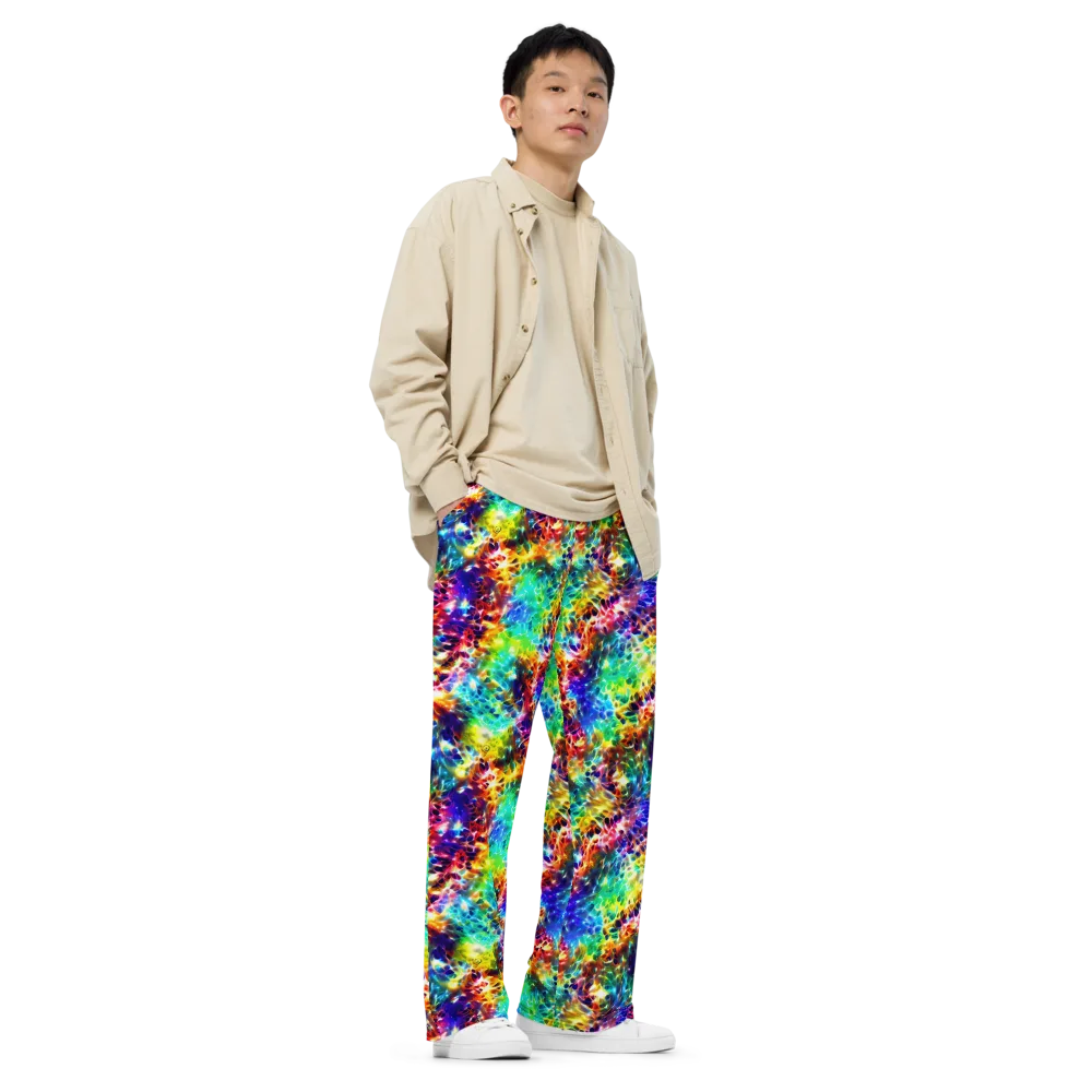 Rainbow Static on Wide-Leg Pants — Right Front