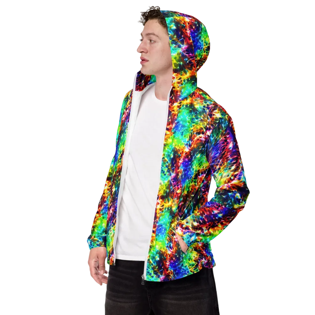 Rainbow Static on Men's Windbreaker — Left Front