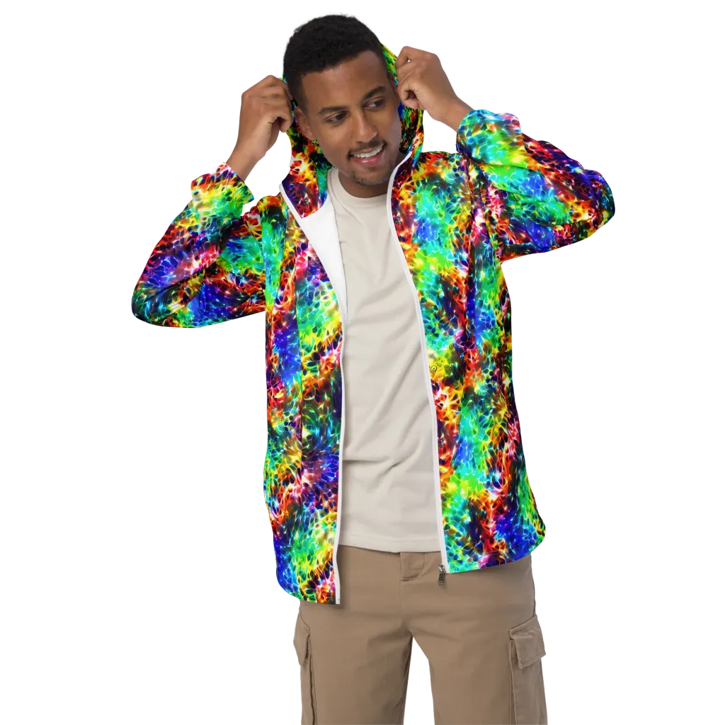 Rainbow Static on Men's Windbreaker — Front