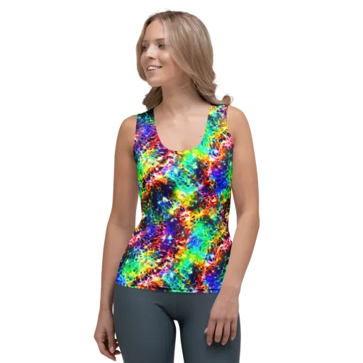 Rainbow Static on a Women's Tank Top