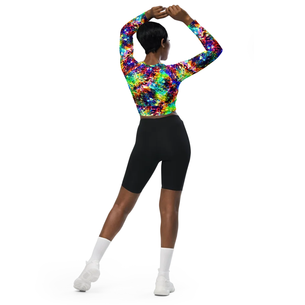Rainbow Static on Long Sleeve Crop Top — Back