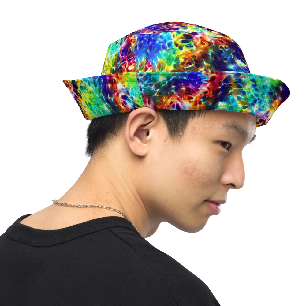 Rainbow Static on Reversible Bucket Hat — Right Outside