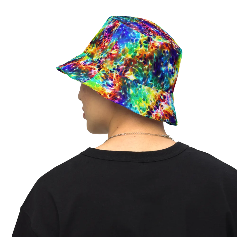 Rainbow Static on Reversible Bucket Hat — Back Inside
