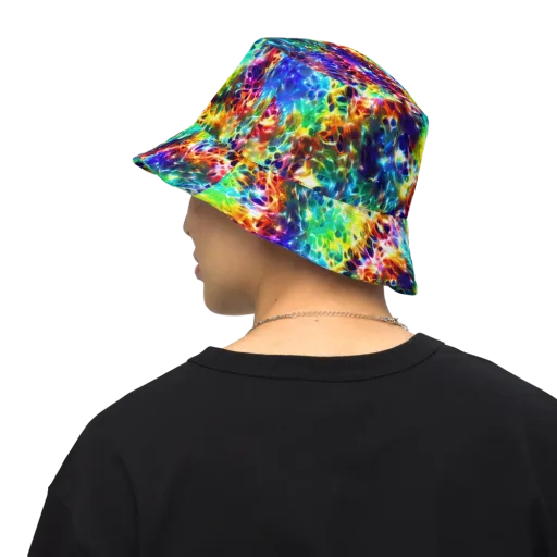 Rainbow Static on a Reversible Bucket Hat