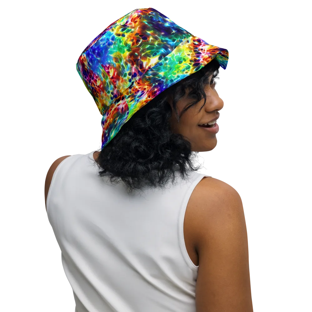 Rainbow Static on Reversible Bucket Hat — Right Outside