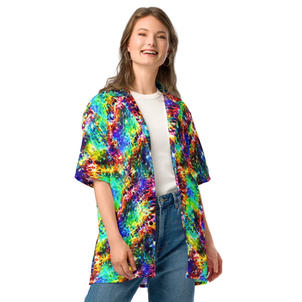Rainbow Static on Button Shirt — Front