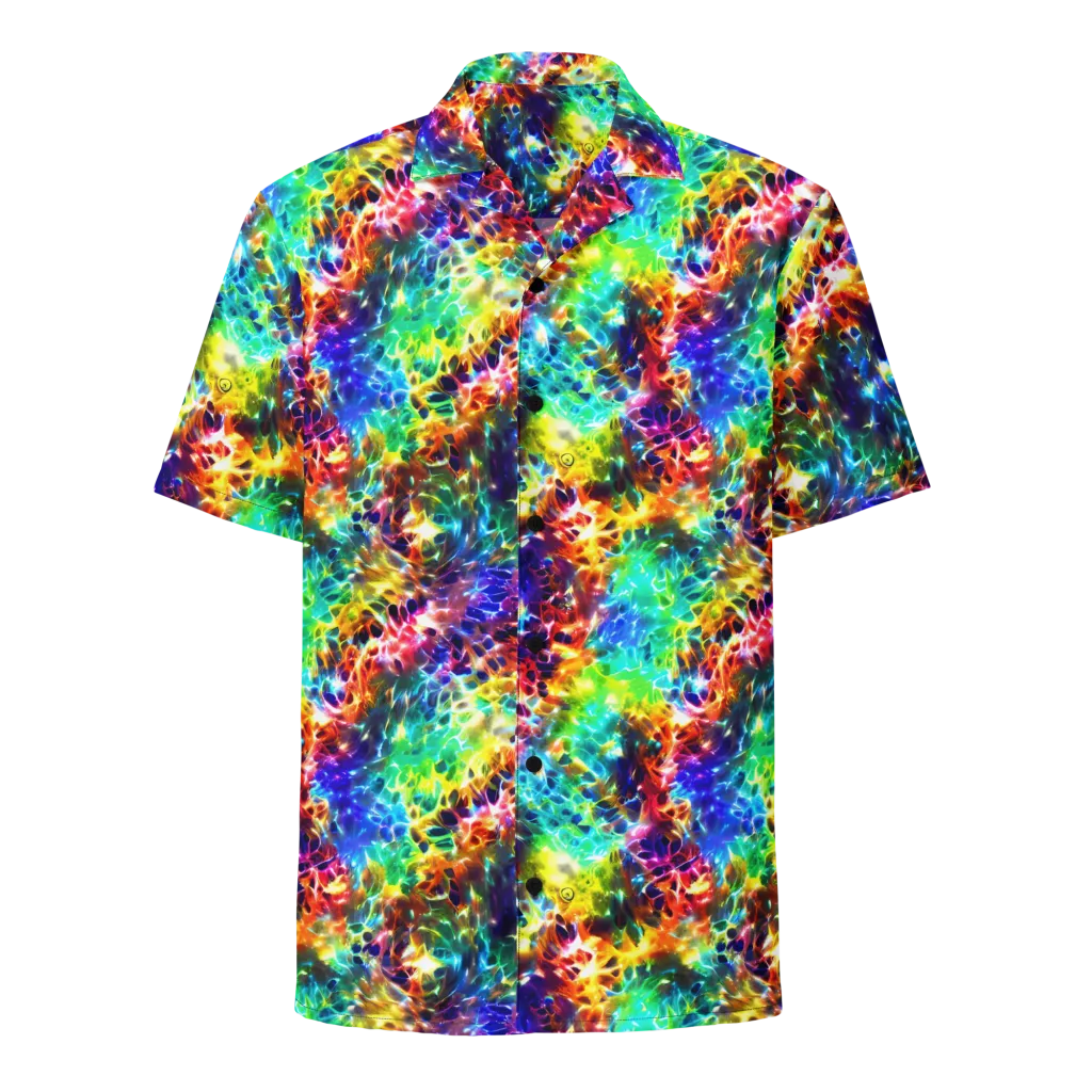 Rainbow Static on Button Shirt — Front