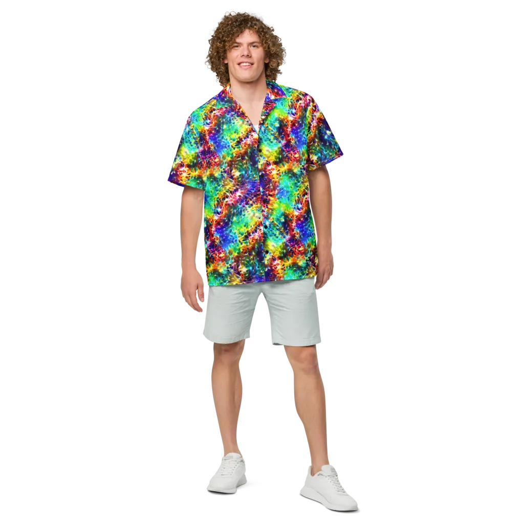 Rainbow Static on Button Shirt — Front