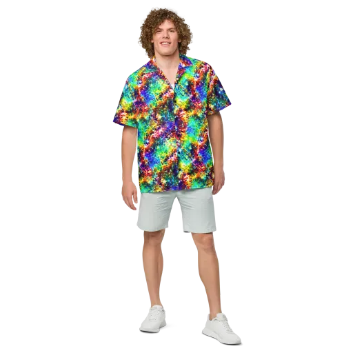 Rainbow Static on a Button Shirt