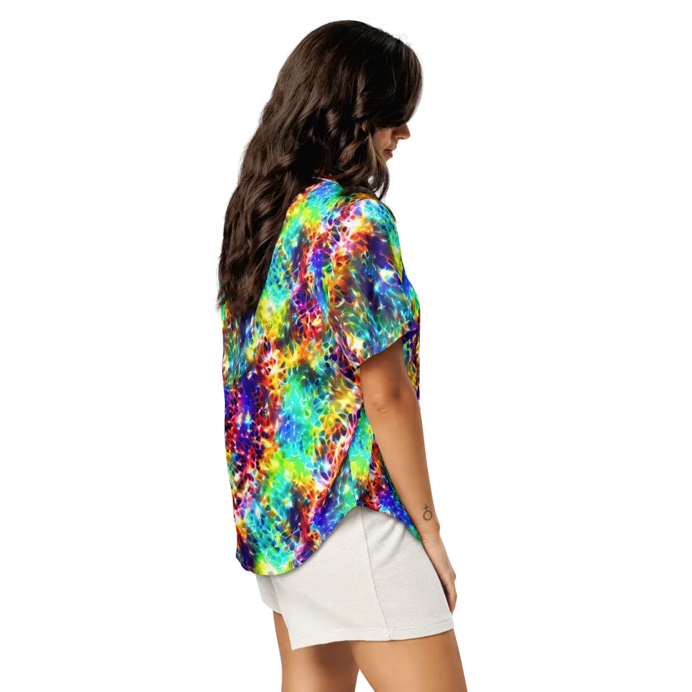 Rainbow Static on Women's Short Sleeve Pajama Top — Right Back
