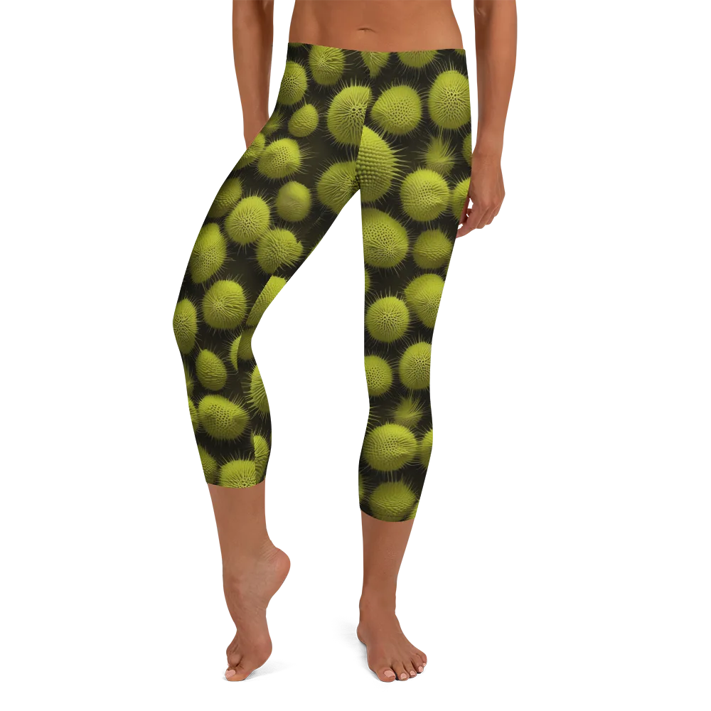 Lime Thorn on Capri Leggings — Front