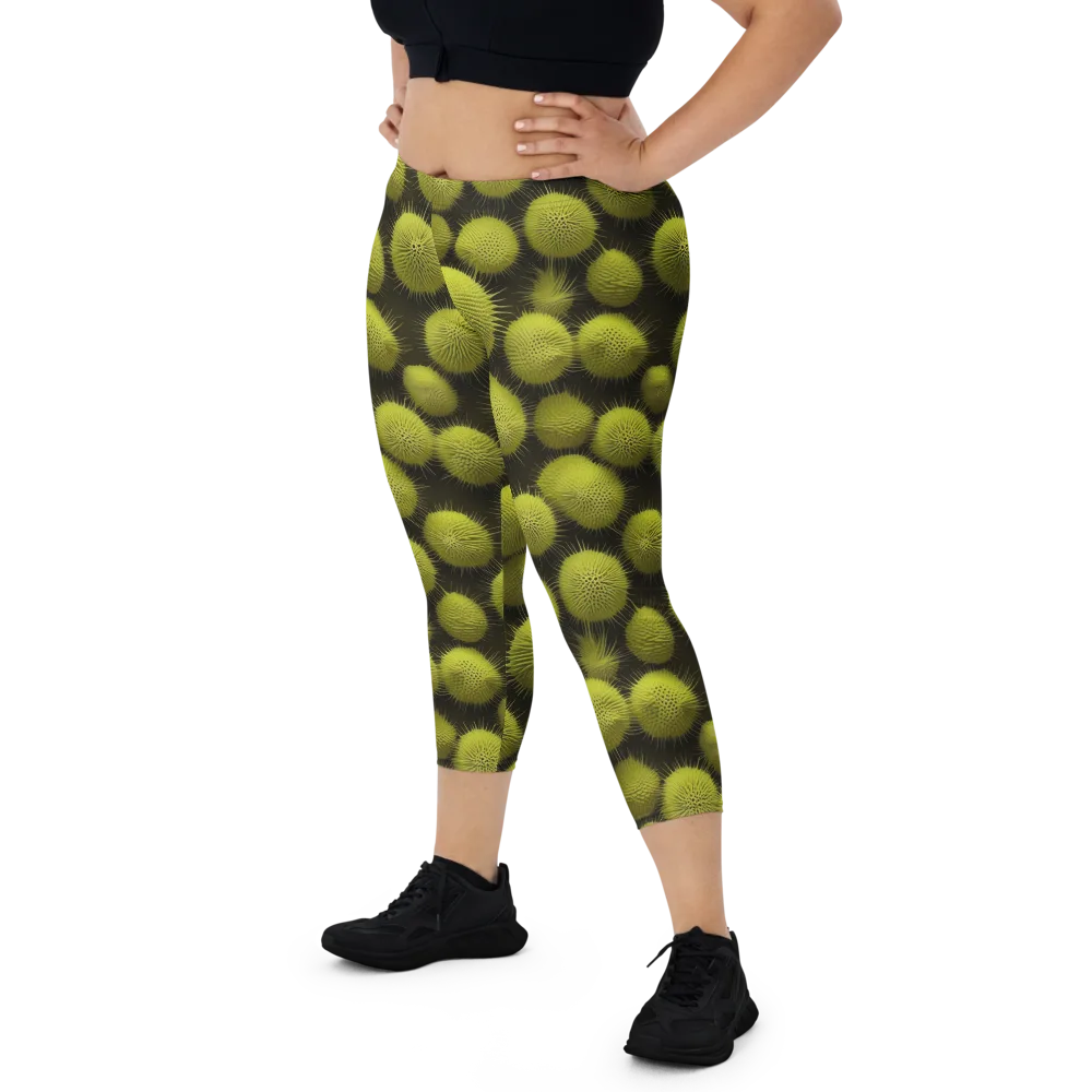 Lime Thorn on Capri Leggings — Front