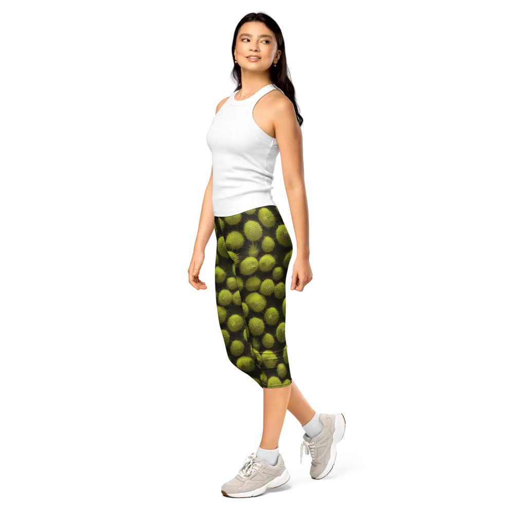 Lime Thorn on Capri Leggings — Left Front