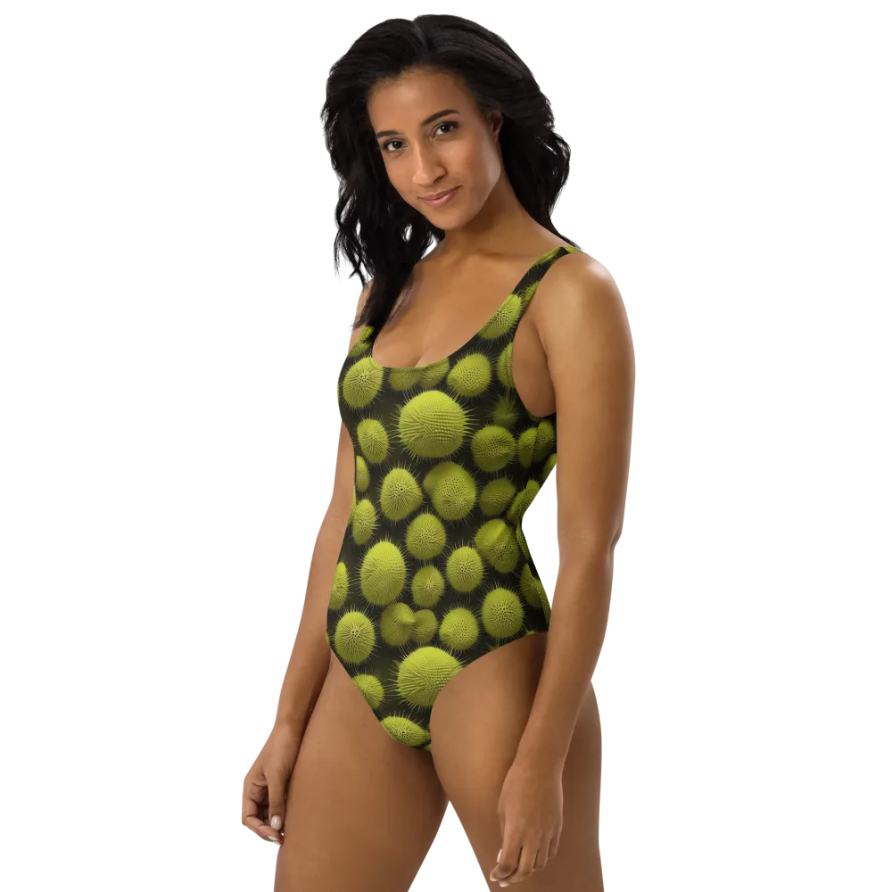 Lime Thorn on One-Piece Swimsuit — Left