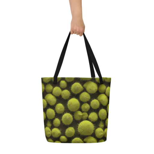 Lime Thorn on a Large Tote Bag W/ Pocket