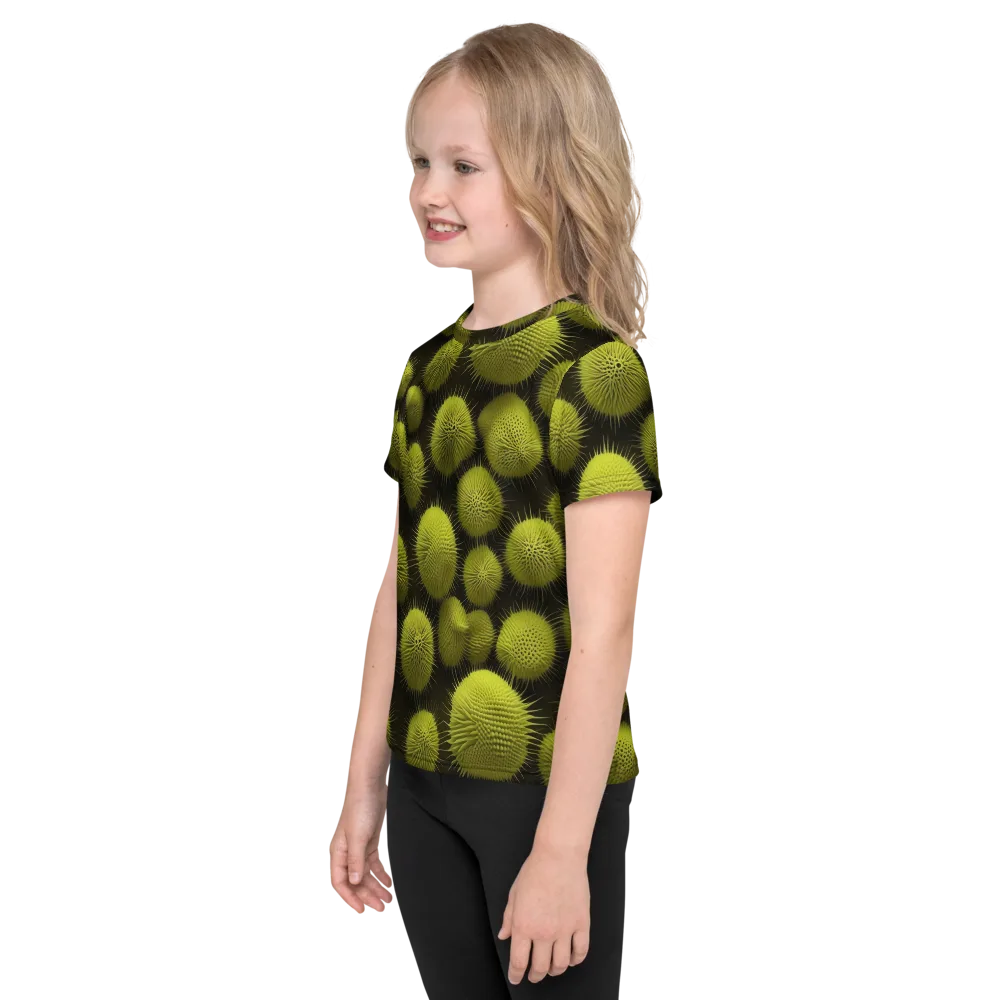 Lime Thorn on Kids Crew Neck T-Shirt — Left